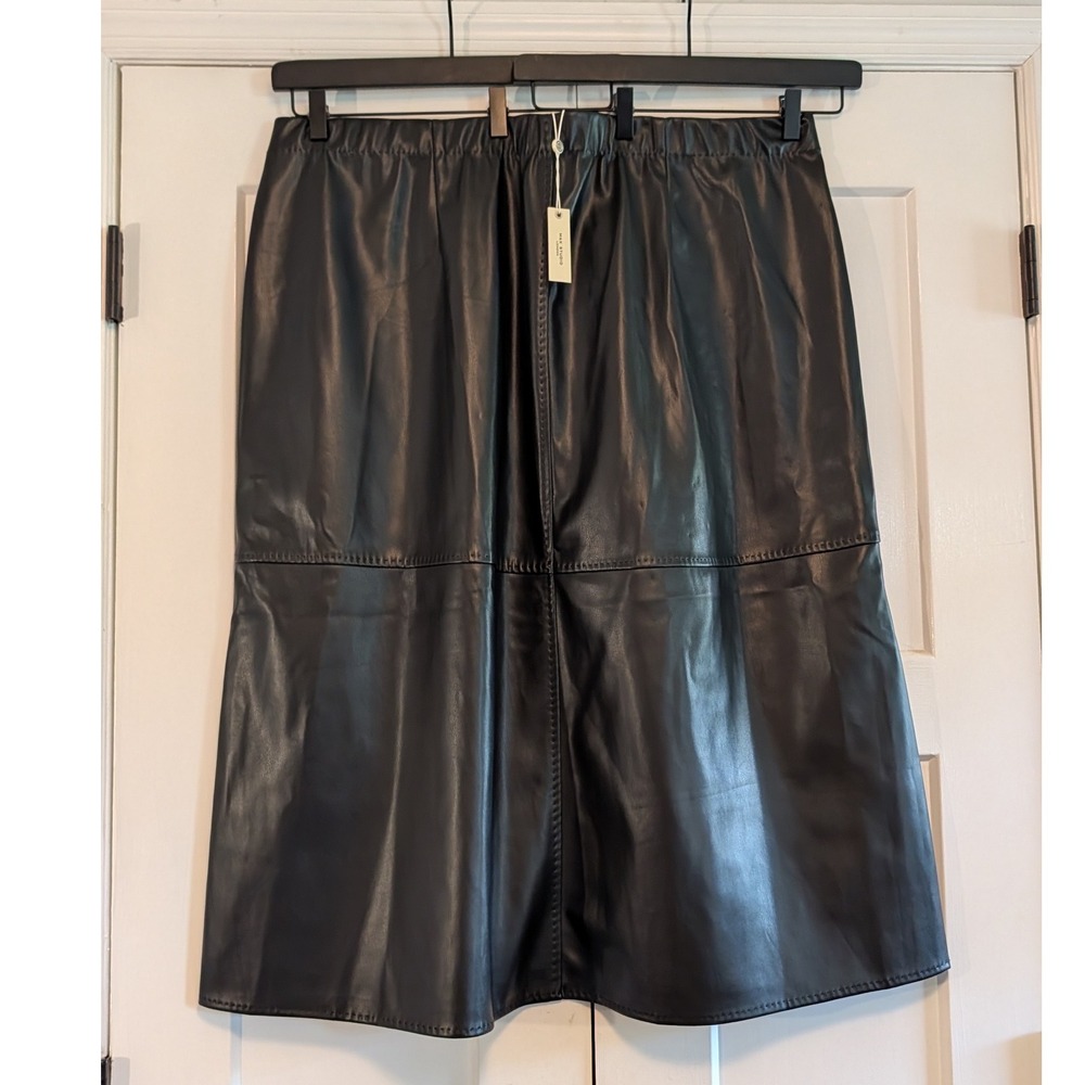 Max Studio London NWT Black Faux Leather Midi Skirt Plus Size 3X A-Line 22W 24W